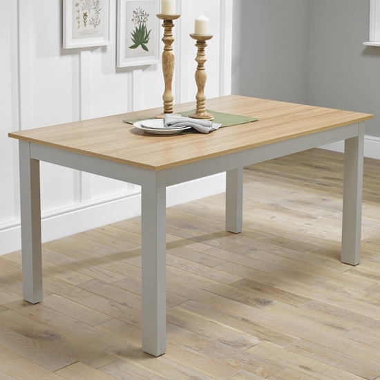 Cotswold Wooden Large Dining Table In Grey And Oak