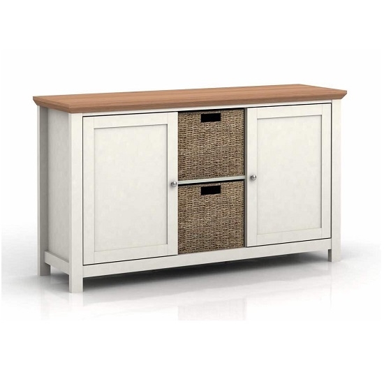 Cotswold Wooden Sideboard In Cream And Oak With 2 Doors