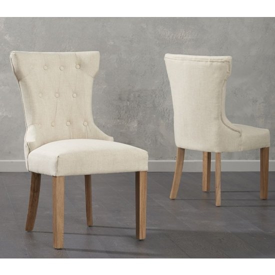 Courtney Beige Fabric Dining Chairs In Pair