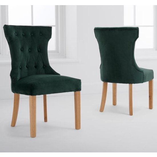Courtney Green Velvet Dining Chairs In Pair