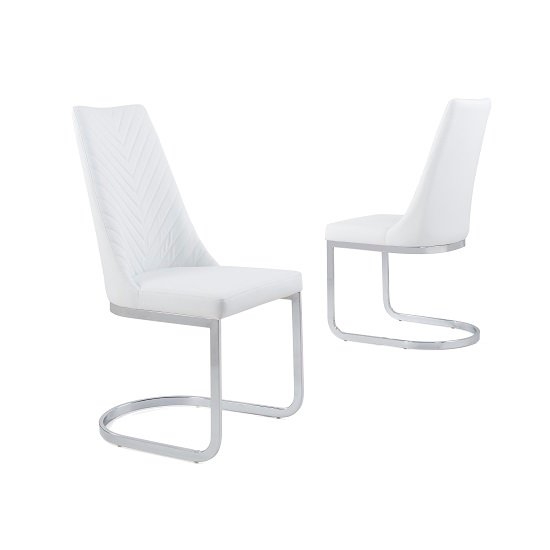 Curva White Faux Leather Dining Chair In Pair