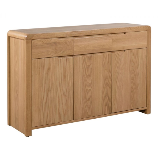 Curve Wooden 3 Doors 3 Drawers Sideboard In Natural