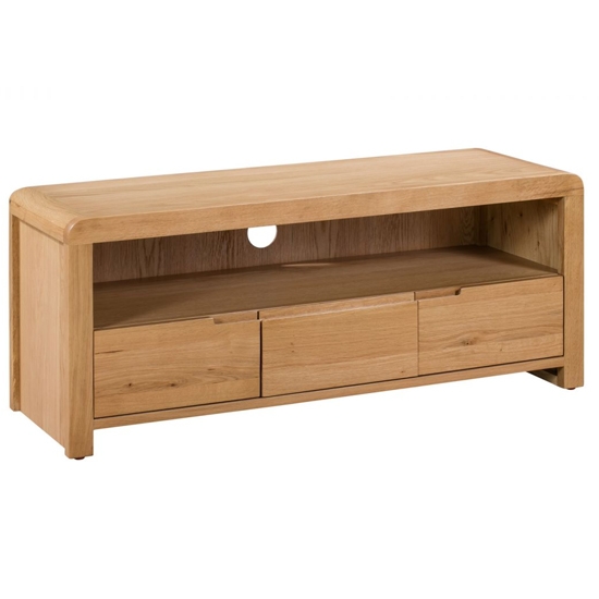 Curve Wooden 3 Drawers Tv Stand In Natural