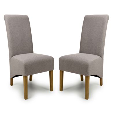 Krista Mocha Weave Fabric Dining Chairs In Pair