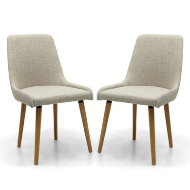 Capri Flax Effect Natural Weave Fabric Dining Chairs In Pair
