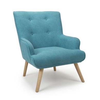Cinema Chenille Effect Armchair In Turquoise Blue