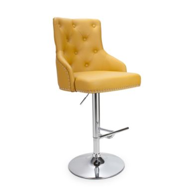Rocco Leather Effect Bar Stool In Yellow