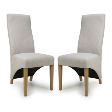Baxter Natural Weave Fabric Dining Chairs In Pair