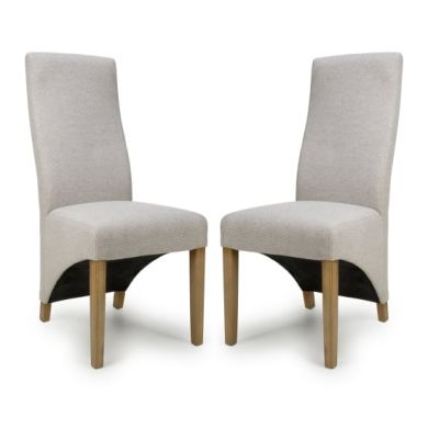 Baxter Natural Weave Linen Effect Fabric Dining Chairs In Pair