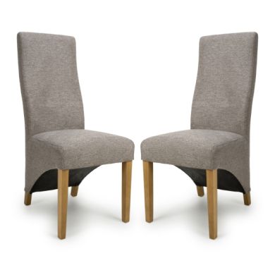 Baxter Mocha Weave Linen Effect Fabric Dining Chairs In Pair