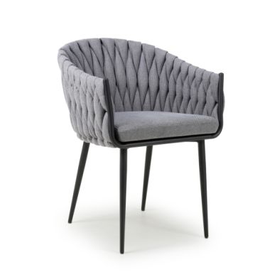 Pandora Braided Fabric Dining Chair In Grey