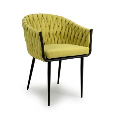 Pandora Braided Fabric Dining Chair In Yellow