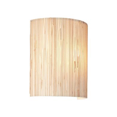 Longshore Natural Seagrass Half Cylindrical Shade Wall Light In Matt Black
