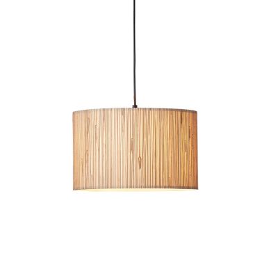 Longshore Natural Seagrass Drum Shade Pendant Light In Matt Black