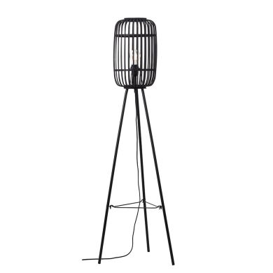 Mathias Floor Lamp In Dark Stained Bamboo Open Framework
