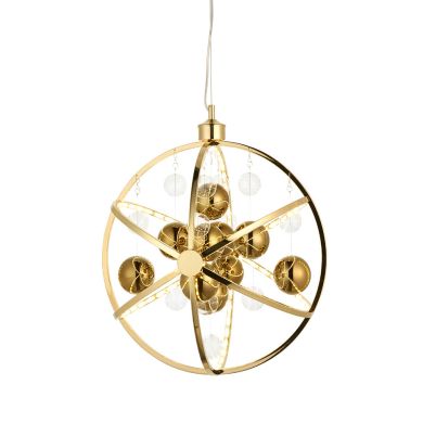 Muni Polished Clear Glass Spheres Pendant Light In Gold Effect