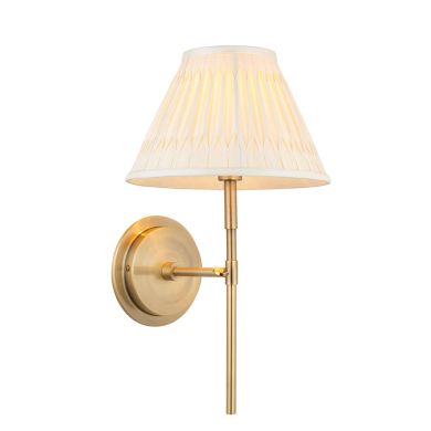 Rennes 10 Inch Cream Shade Wall Light With Chatsworth Antique Brass Metal Base