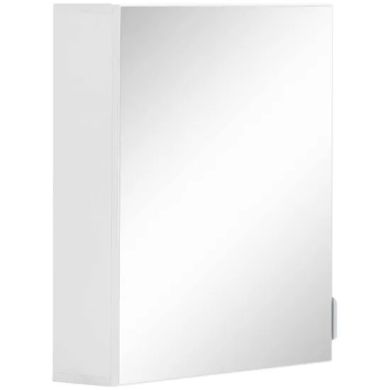 Atlas Wall Hung Wooden Bathroom Mirrored Storage Cabinet In White