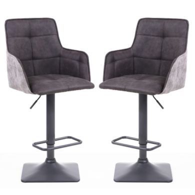 Orion Dark Grey Suede Effect Bar Stools In Pair