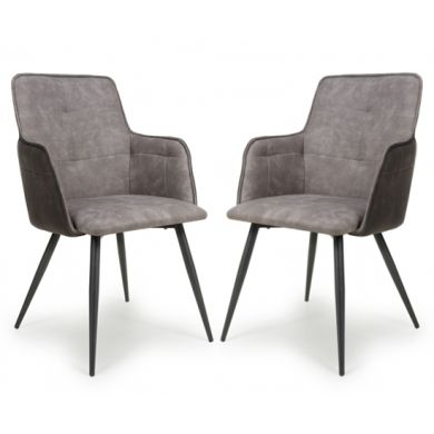 Orion Light Grey Suede Effect Dining Chairs In Pair