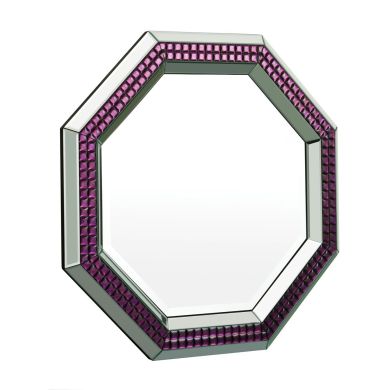 Purple Octagonal Clear Wall Bedroom Mirror In Purple