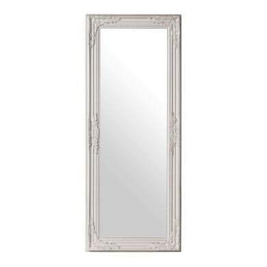 Chic Wall Bedroom Mirror In White Vintage Wooden Frame