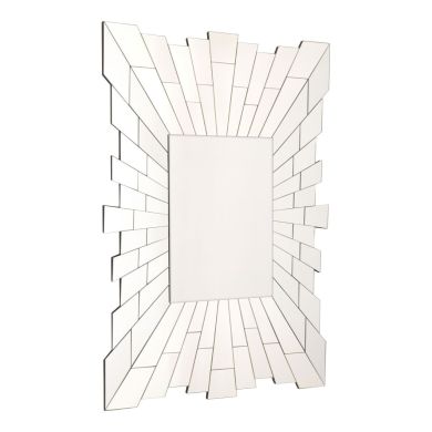 Glitzy Rectangular Wall Bedroom Mirror In Silver