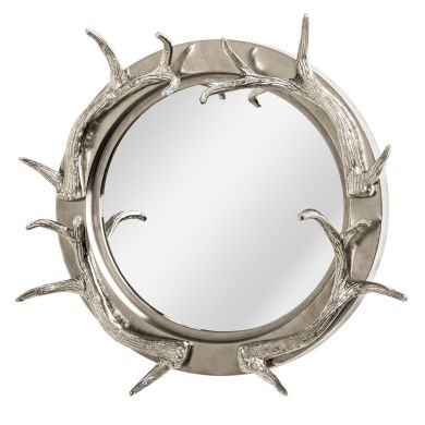 Antler Striking Design Wall Bedroom Mirror In Nickel Frame