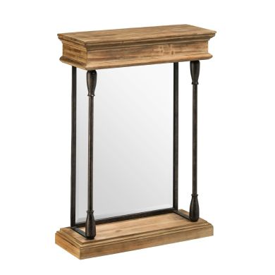 Tribeca Wall Bedroom Mirror In Natural And Black Metal Frame