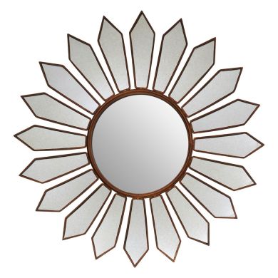 Verona Petal Wall Bedroom Mirror In Gold Metal Frame