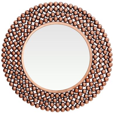 Templar Wall Bedroom Mirror In Copper Frame Beaded Effect