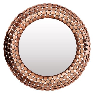 Templar Wall Bedroom Mirror In Copper Frame Pebble Effect