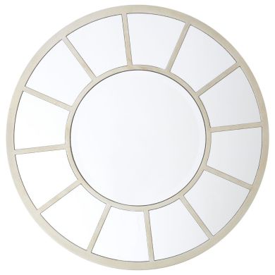 Tiffany Round Wall Bedroom Mirror In Silver Frame