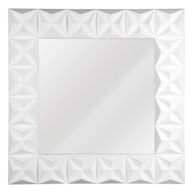 Acrotin Square 3D Effect Wall Bedroom Mirror In White High Gloss