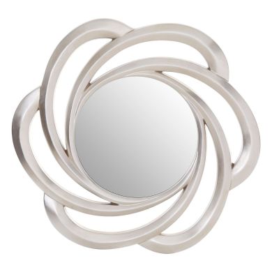 Fleur Round Wall Bedroom Mirror In Silver