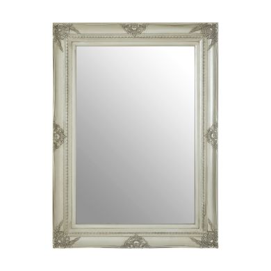 Baroque Rectangular Wall Bedroom Mirror In Silver Vintage Wooden Frame