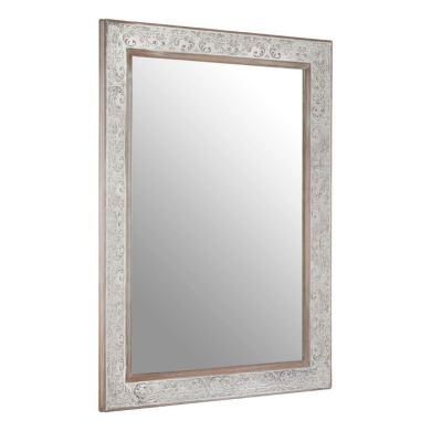 Ascot Rectangular Wall Bedroom Mirror In Antique Silver