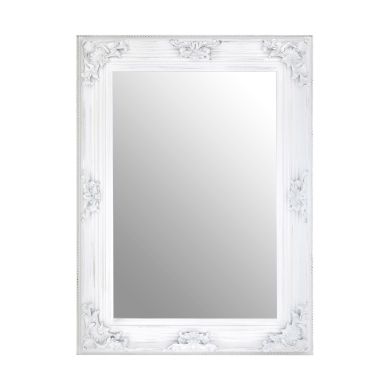 Baroque Design Wall Bedroom Mirror In Antique White Traditional Frame