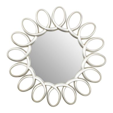 Sabatino Wall Bedroom Mirror In Silver Pewter Floral Design Frame