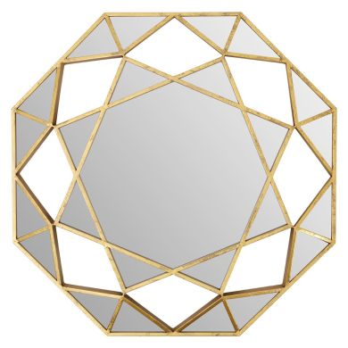 Marcia Octagonal Faceted Wall Bedroom Mirror In Gold