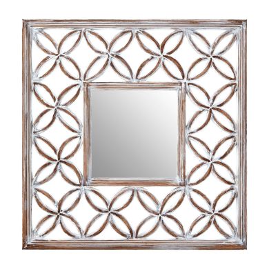 Actin Lattice Wall Bedroom Mirror In Antique White Wooden Frame