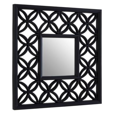 Ryton Square Wall Bedroom Mirror In Black Lattice Geometric Frame