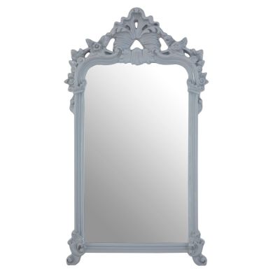 Graston Decorative Crest Wall Bedroom Mirror In Grey