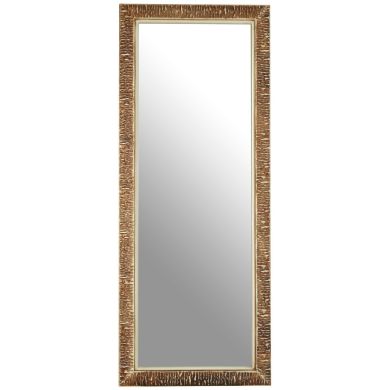 Zelma Wall Bedroom Mirror In Champagne Ridged Wooden Frame