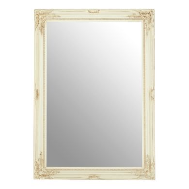 Zelma Wall Bedroom Mirror In Bone White Wooden Frame