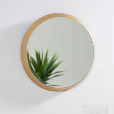 Andover Small Round Wall Bedroom Mirror In Gold Metal Frame