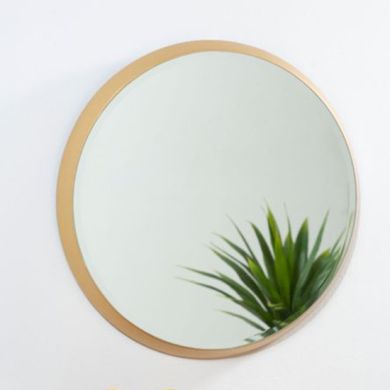 Andover Medium Round Wall Bedroom Mirror In Gold Metal Frame