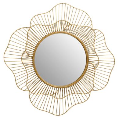 Matera Flower Design Wall Mirror In Gold Metal Frame