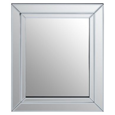 Sana Small Square Bevelled Wall Mirror With Wooden Frame