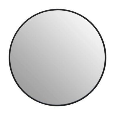 Avento Small Round Wall Mirror In Black Iron Frame